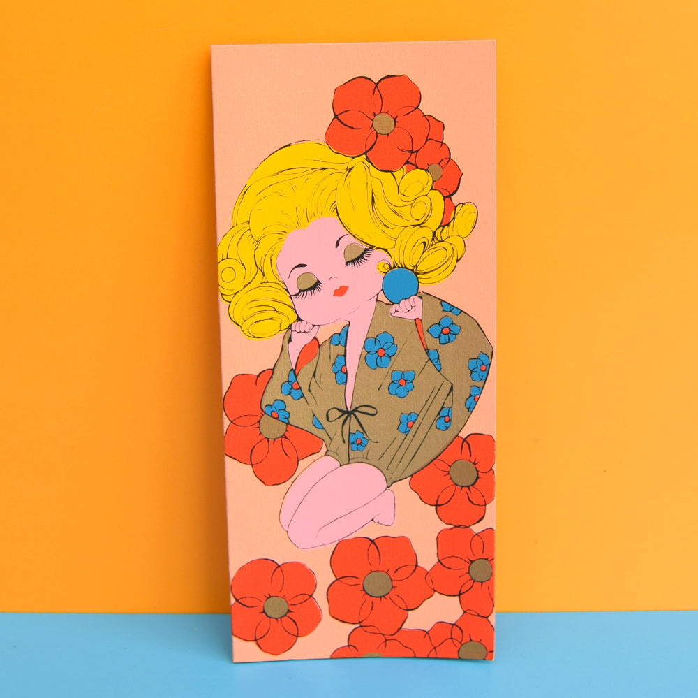 Vintage American 1970s Greeting Card - Geisha - Gold