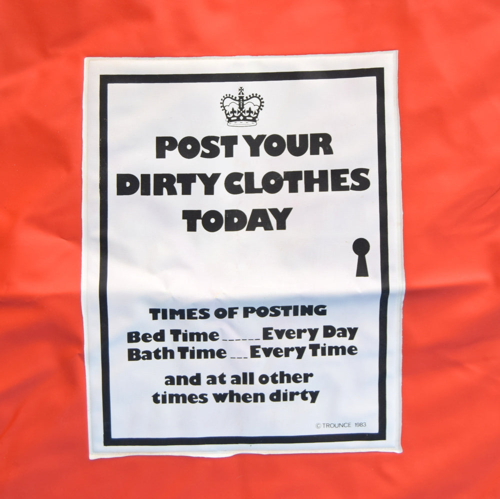 Vintage 1980s Vinyl Hanging Laundry Bag - Red Postbox