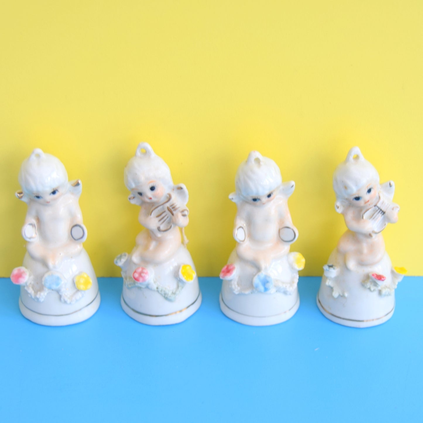 Vintage 1950s Ceramic Cherub Bells - Boxed by Vintage