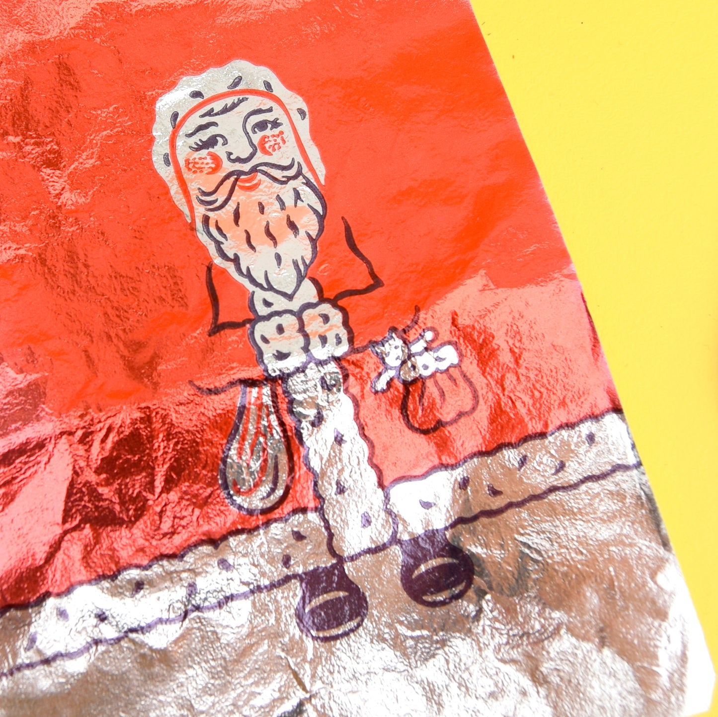 Vintage 1950s Foil Father Christmas / Santa Sheets - Chocolate Making