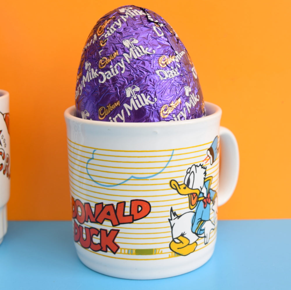 Vintage 1980s Kids Ceramic Mugs With Easter Eggs - Great Gift