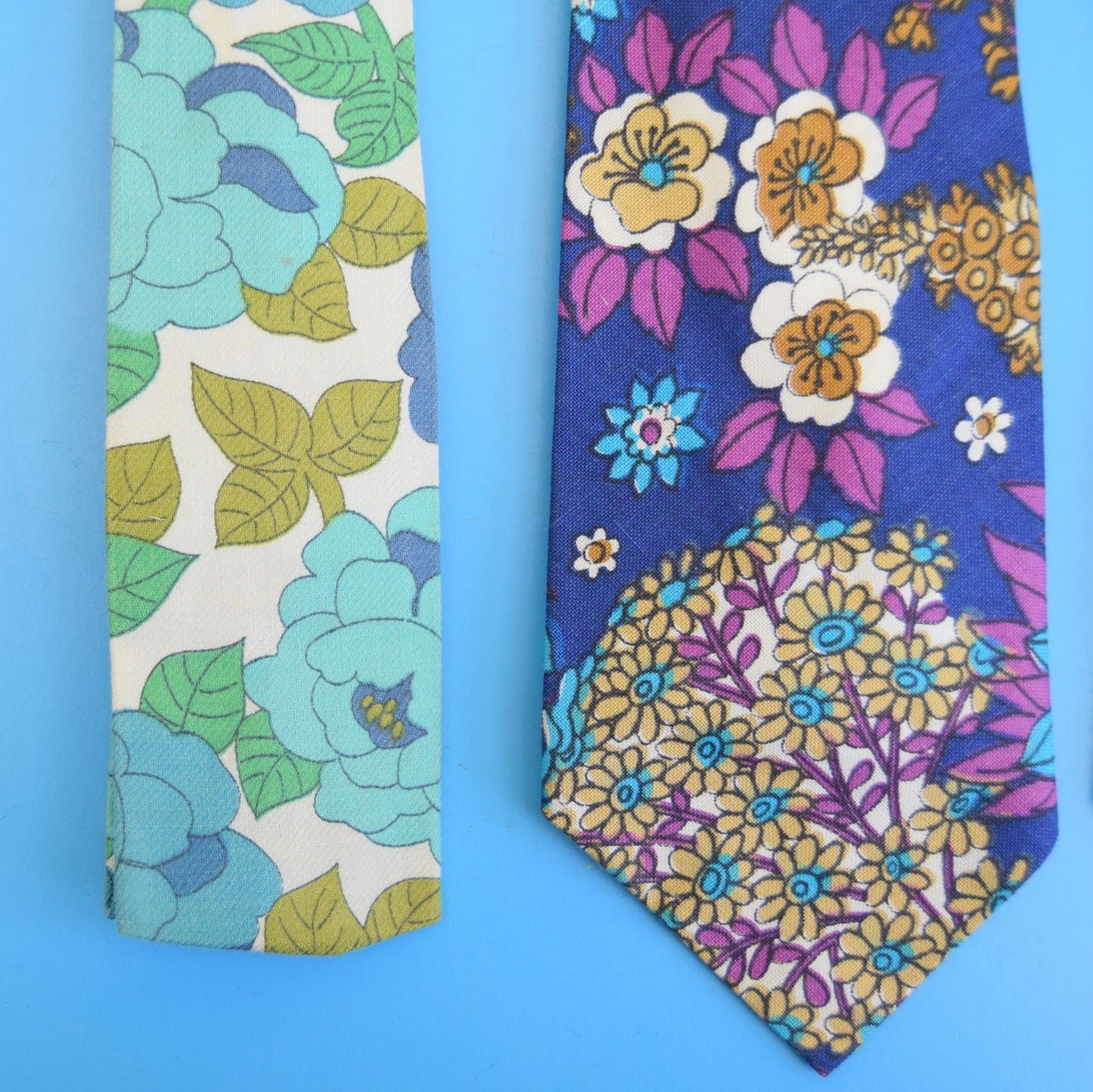 Vintage 1960s Fabric Ties - FLower Power - Choice Of Designs