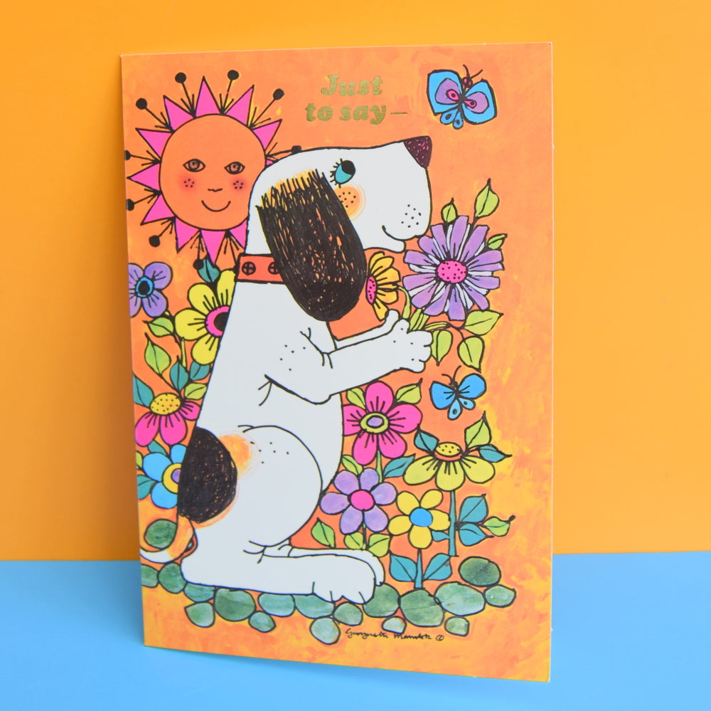 Vintage 1970s Greeting Card - by Gwyneth Mamlok - Fido, Orange