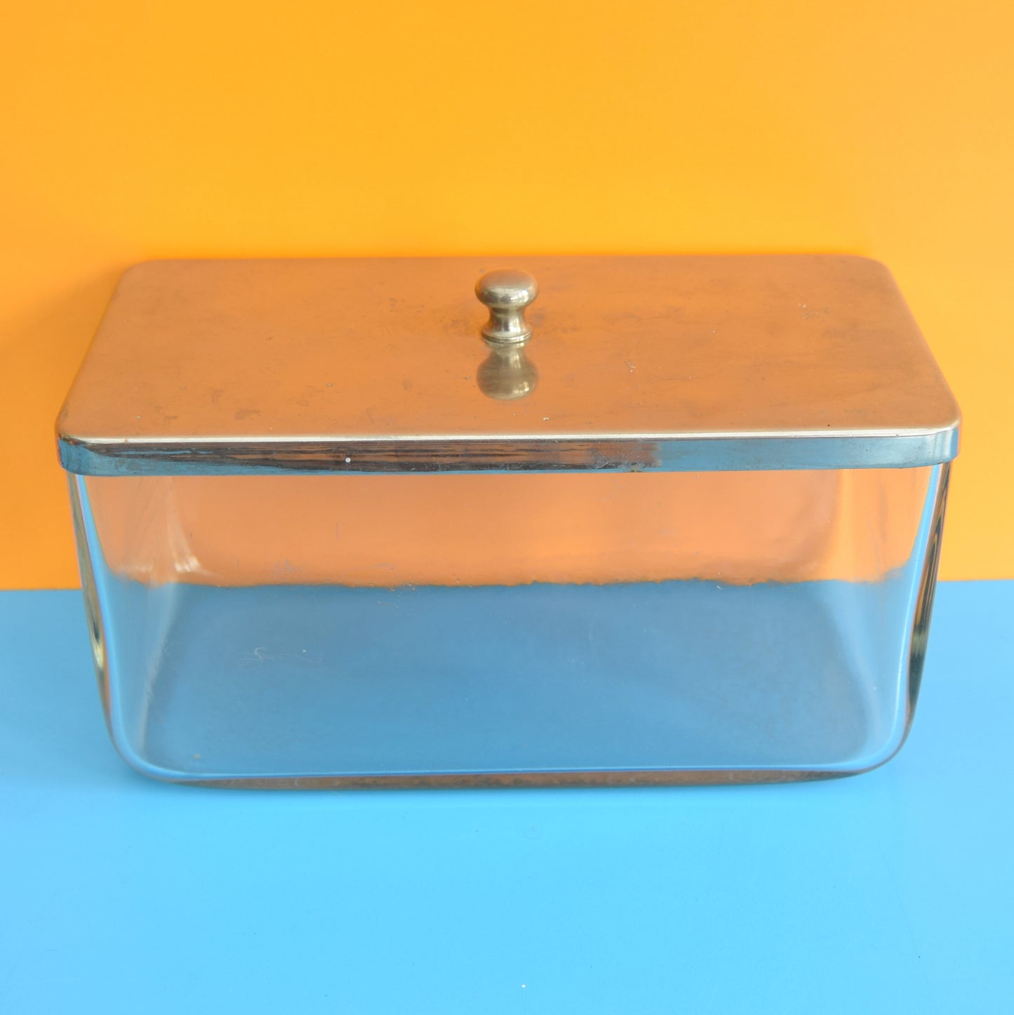 Vintage 1930s Chrome & Glass Storage Box