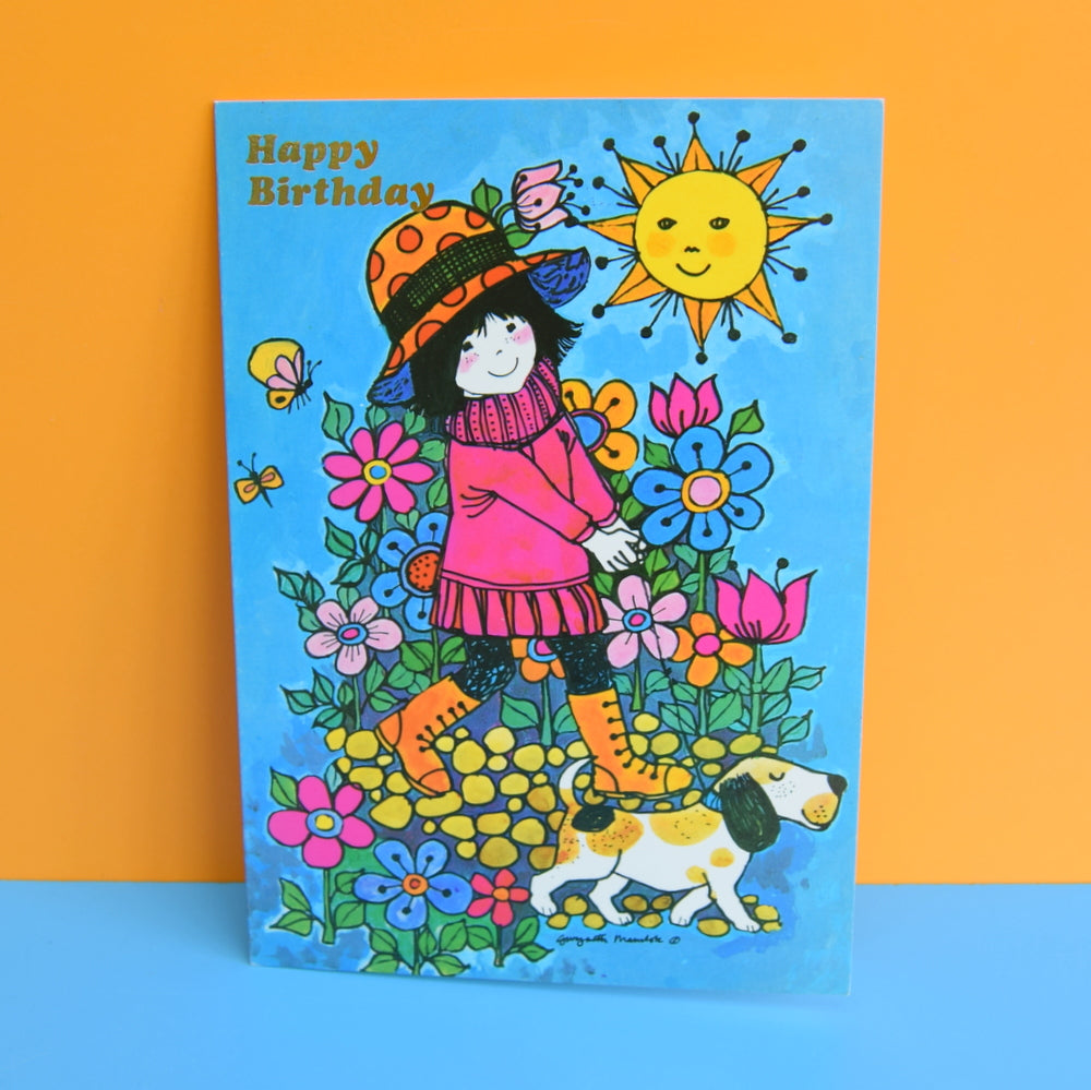 Vintage 1970s Greeting Card - by Gwyneth Mamlok - Polly, Blue