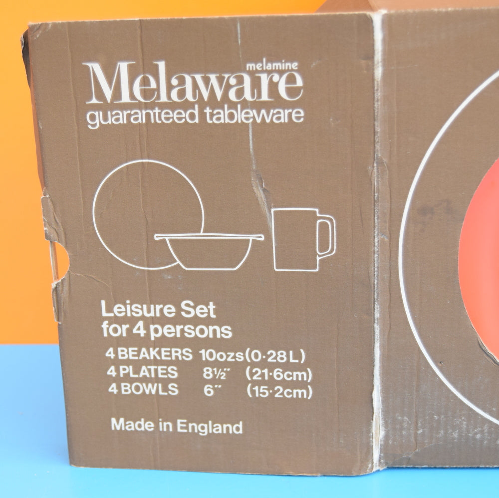 Vintage 1970s Vintage Melamine Plastic In Box - Orange