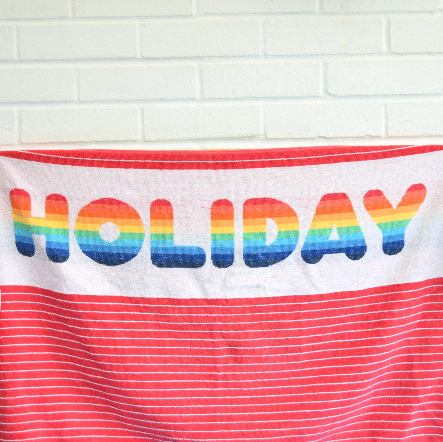 Vintage 1980s Beach Holiday Towel - Rainbow