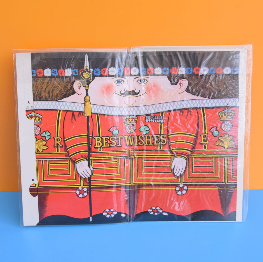 Vintage 1970s Greeting Card - Cut Out - Best Wishes - London Beefeater