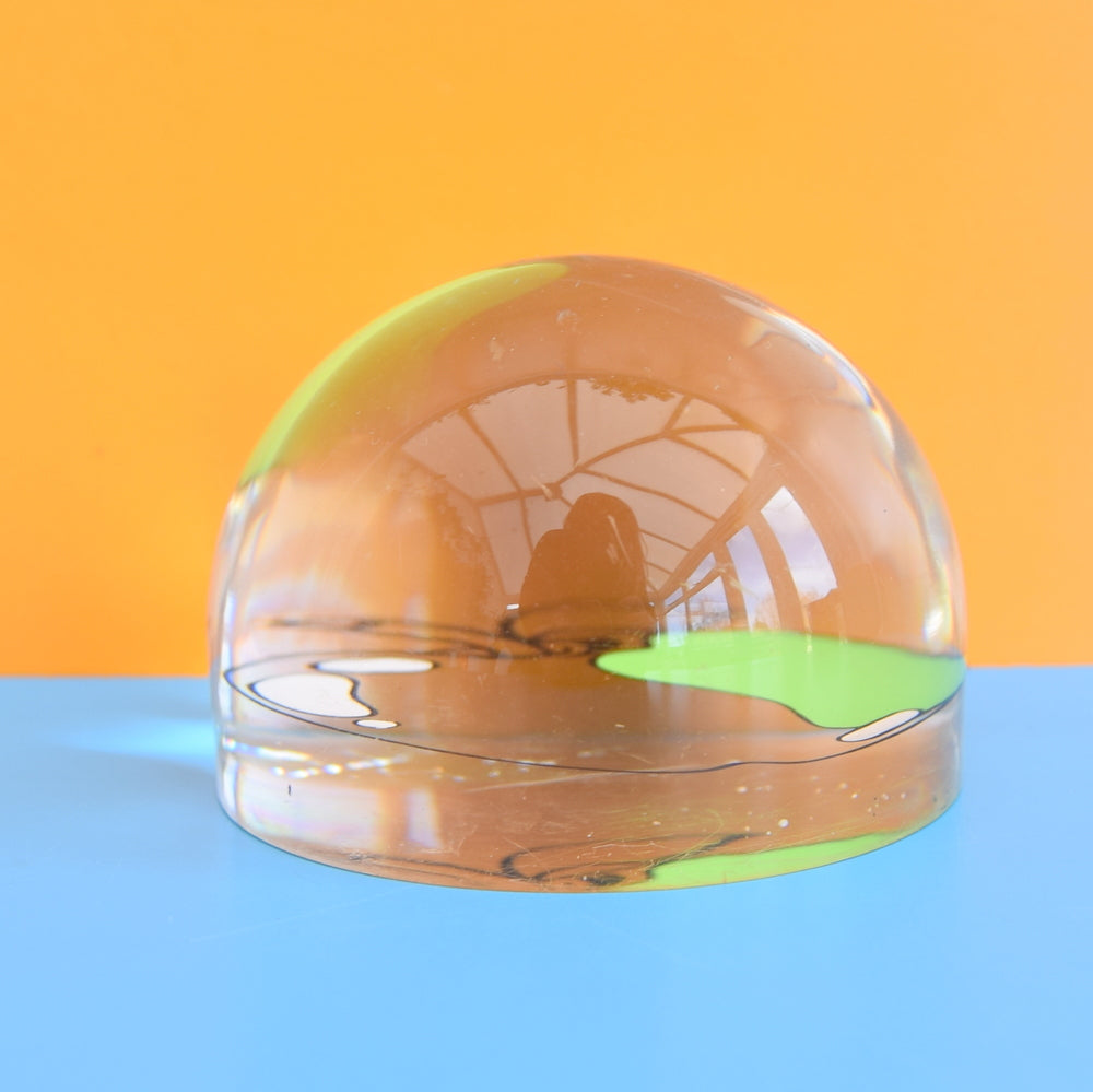 Vintage 1970s Unusual Domed Pop Art Paperweight - Apple