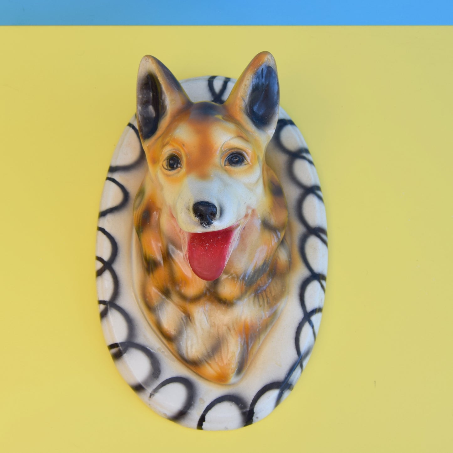 Vintage 1950s Plaster Wall Plaque - Alsatian Dog Head by Vintage