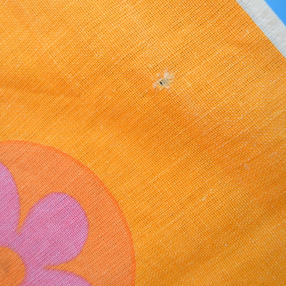 Vintage 1960s Flower Power Tablecloth - Orange & Pink