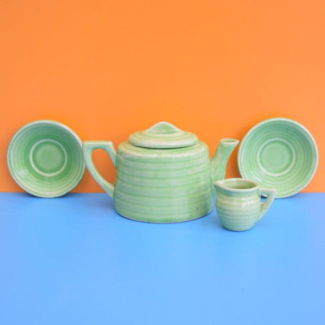 Vintage 1950s Dolls China Teapot / Jug - Green