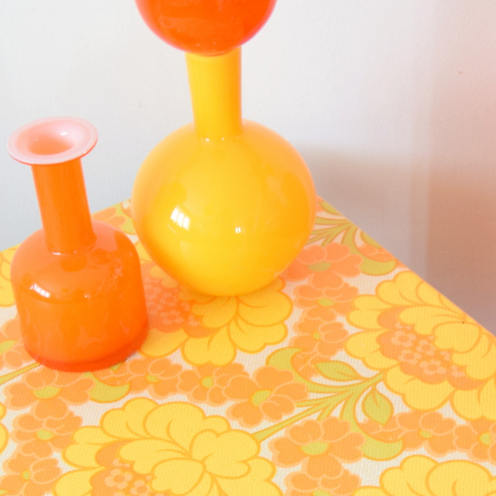 Vintage 1960s Folding Table - Flower Power Design - Orange & Yellow