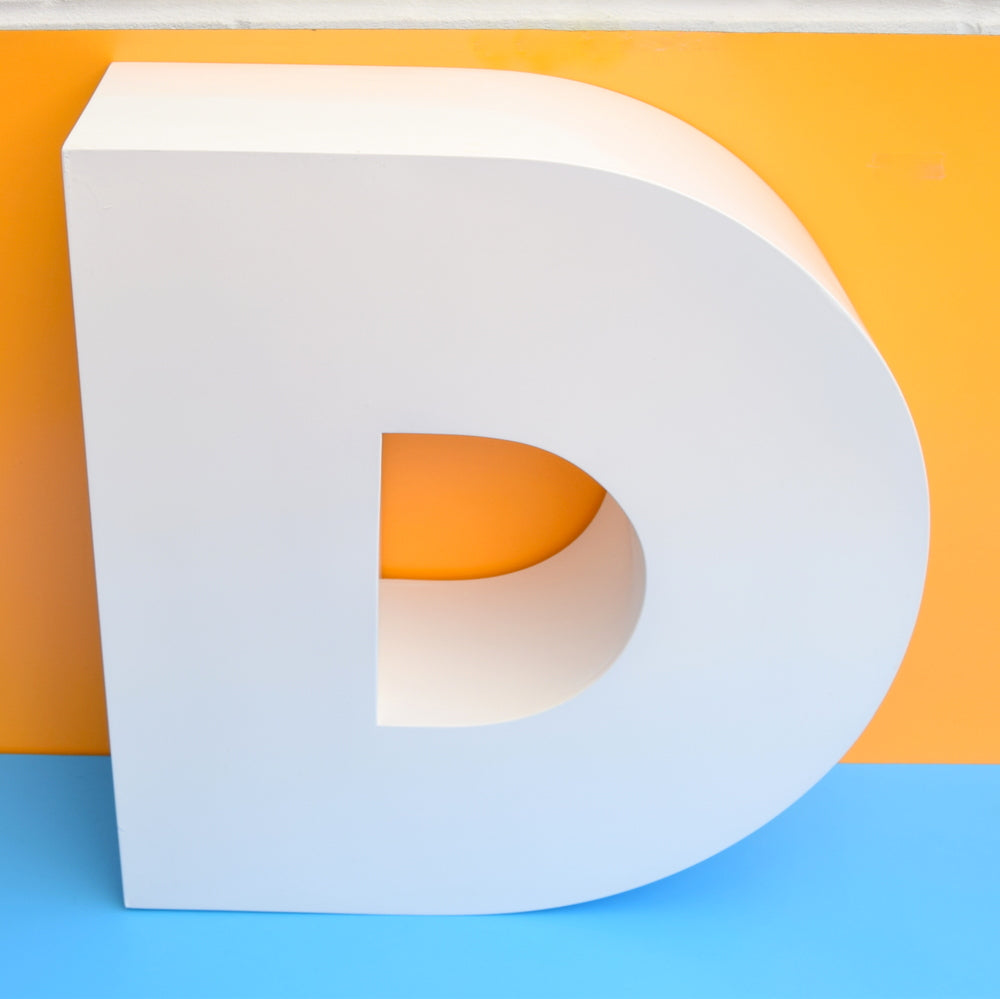 Large Retro Handmade Unique Letter D - White Gloss