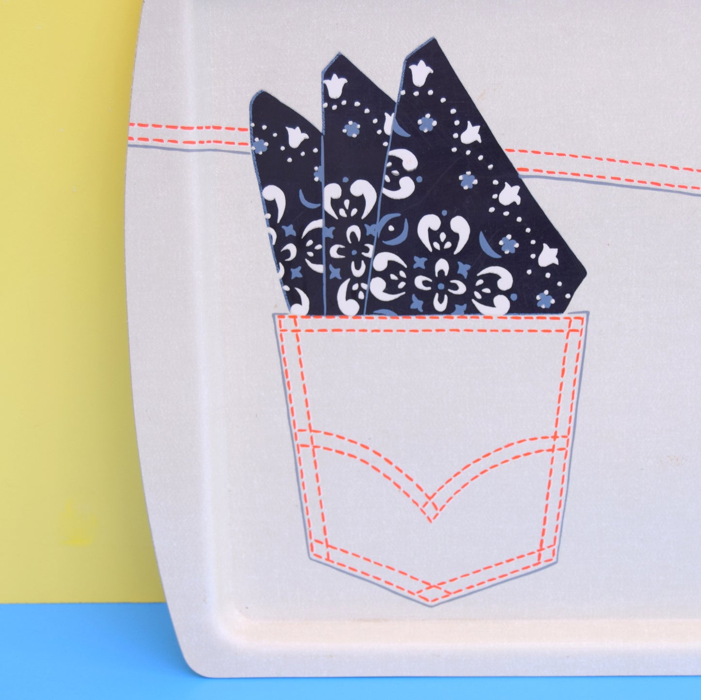 Vintage 1970s Jeans USA Tray - Hanky In Pocket Design