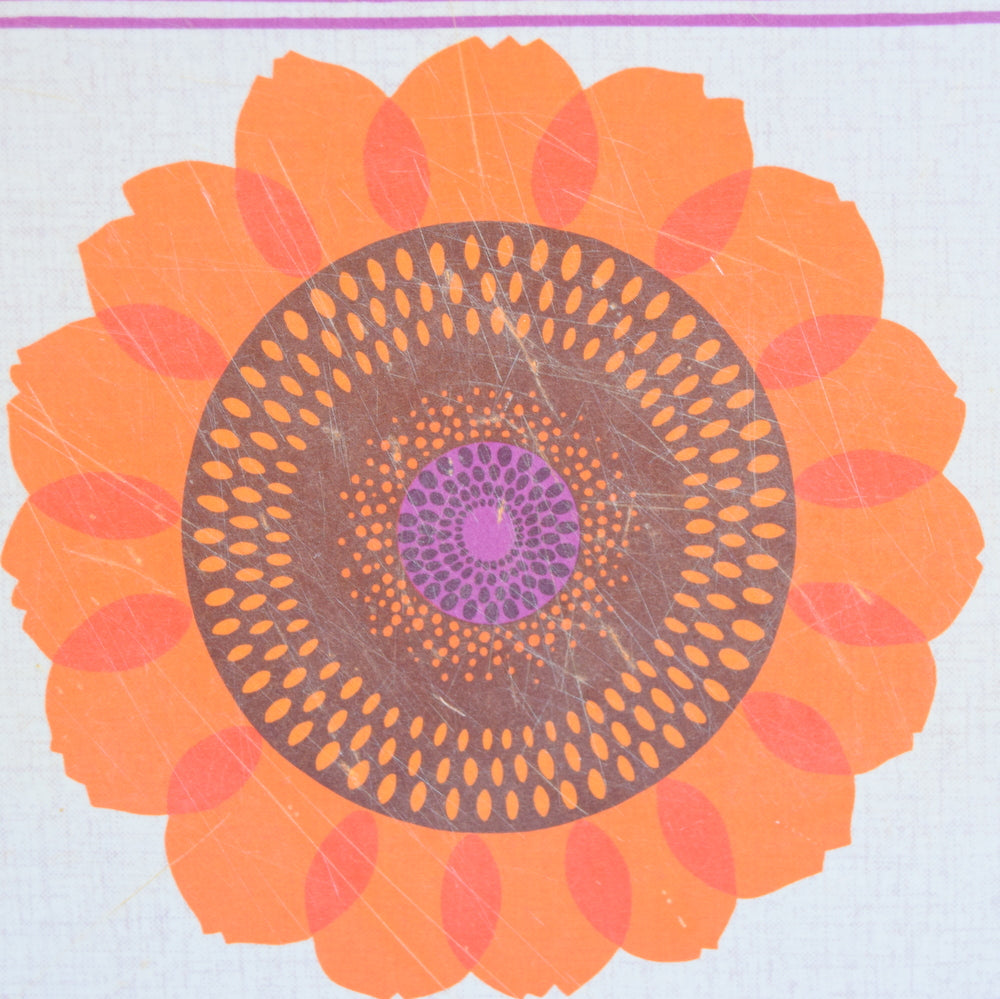 Vintage 1970s Flower Power Chopping Board - Orange