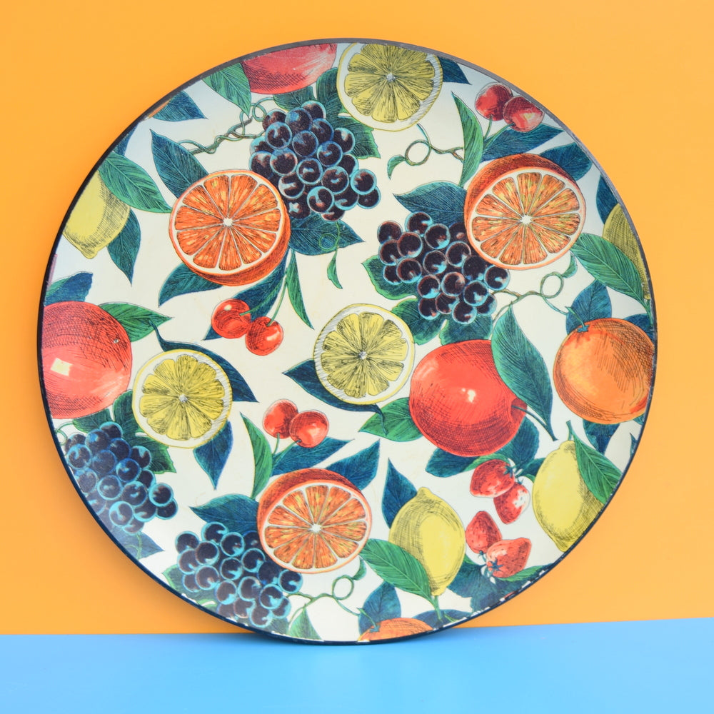 Vintage 1950s Round Cocktail Tray - Fruit Design
