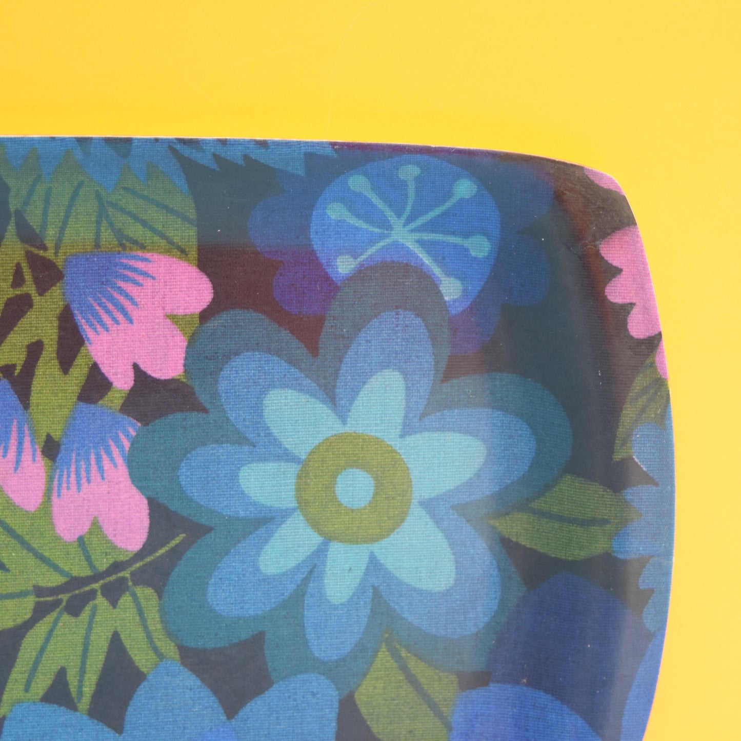 Vintage 1960s Long Flower Power Thetford Tray - Blue