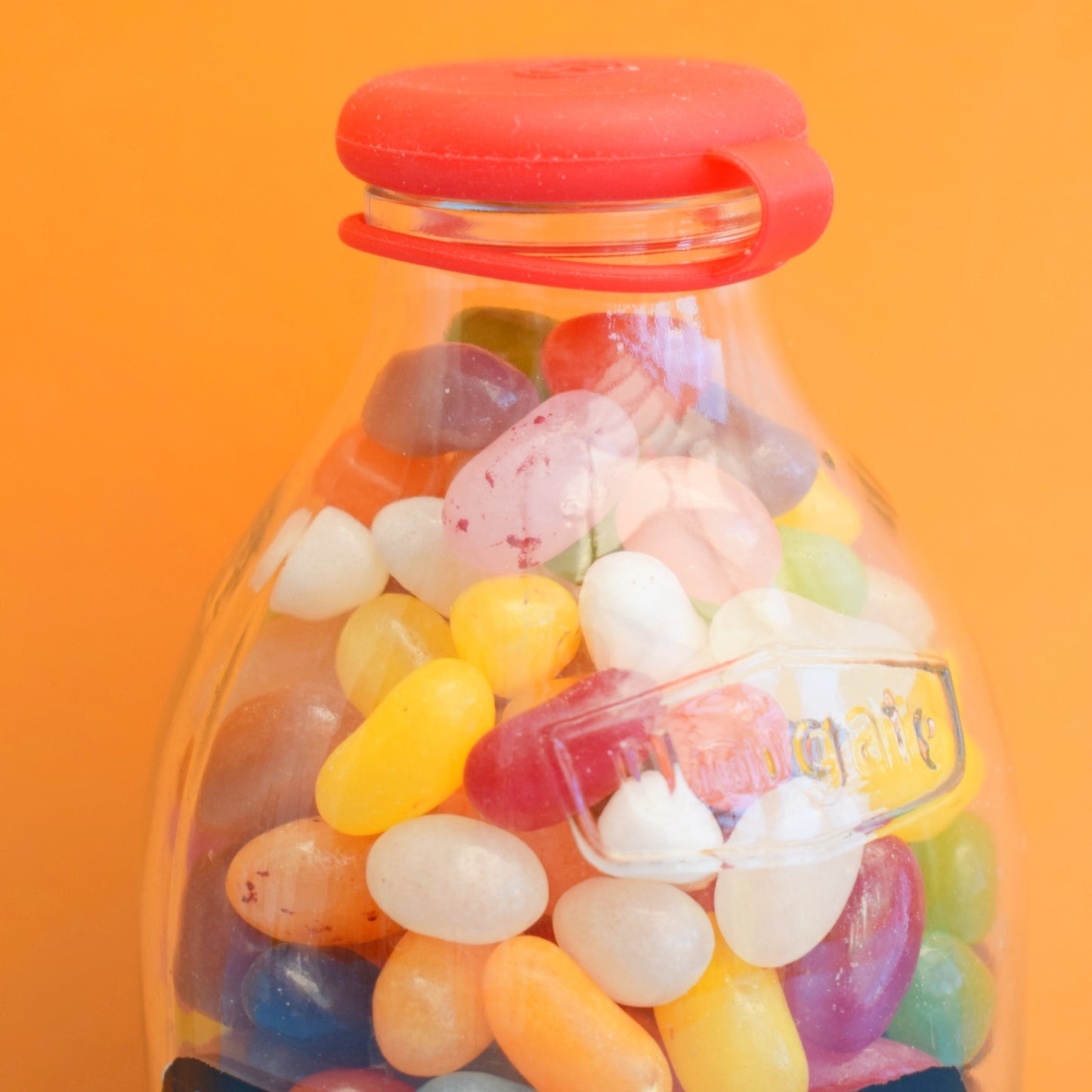 Vintage 1980s Glass Milk Bottle - Humphrey - Jelly Beans