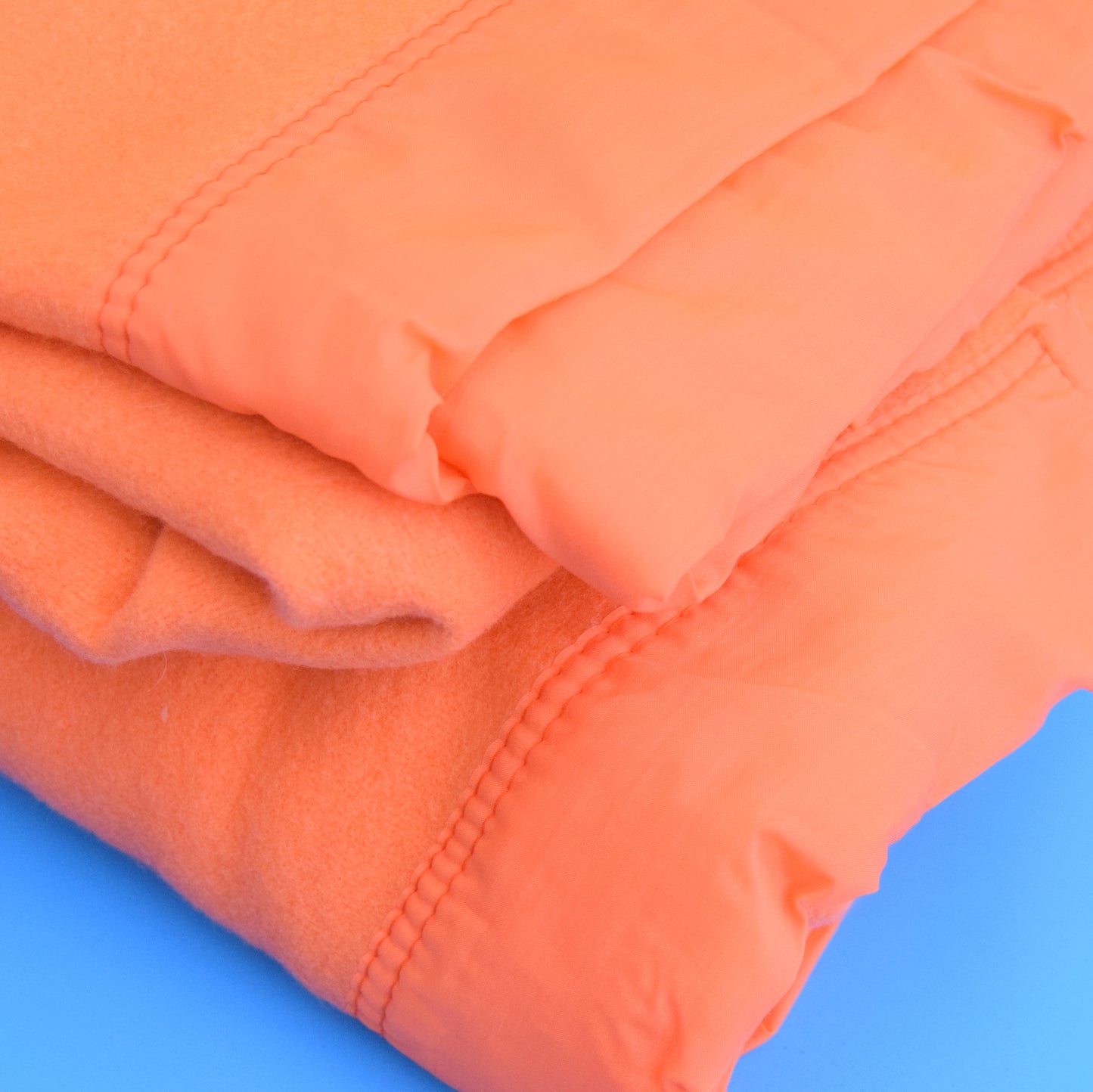 Vintage 1960s Large Warm Blanket / Throw - Vibrant Orange