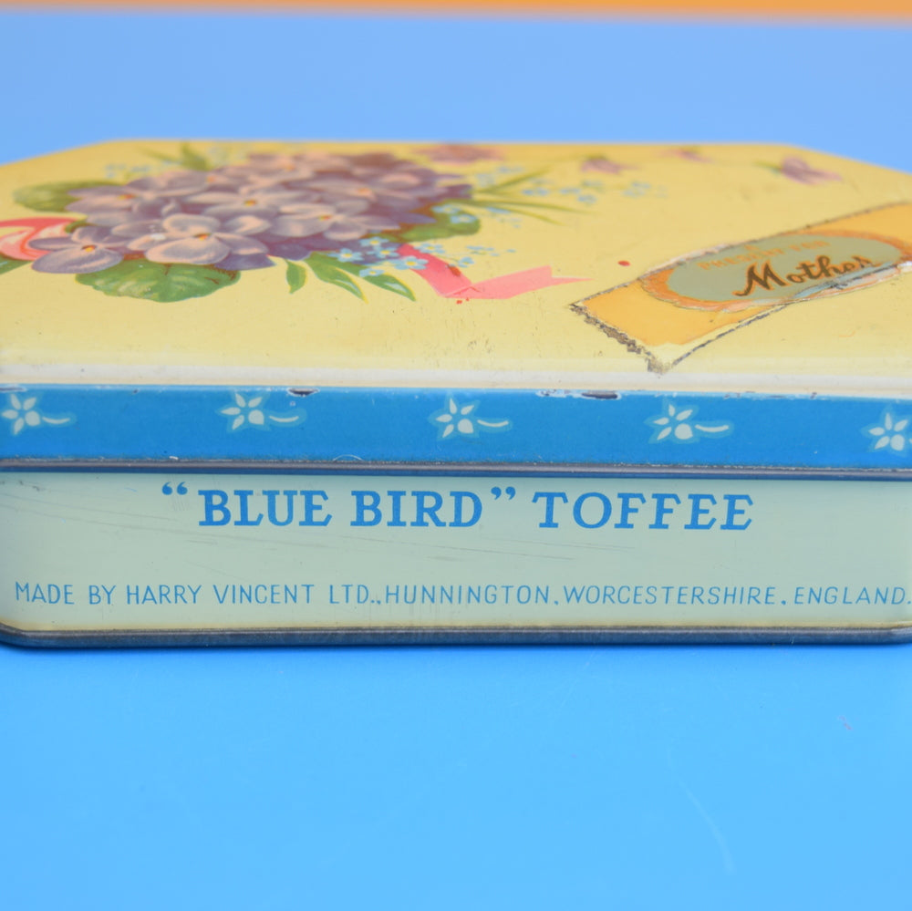 Vintage 1950s Bluebird Toffee Tin - Mothers Day Violets by Vintage