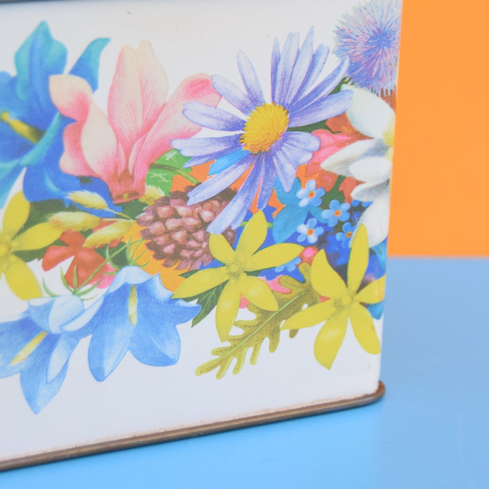 Vintage 1960s Flower Power Square Tin - Tea ? by Vintage