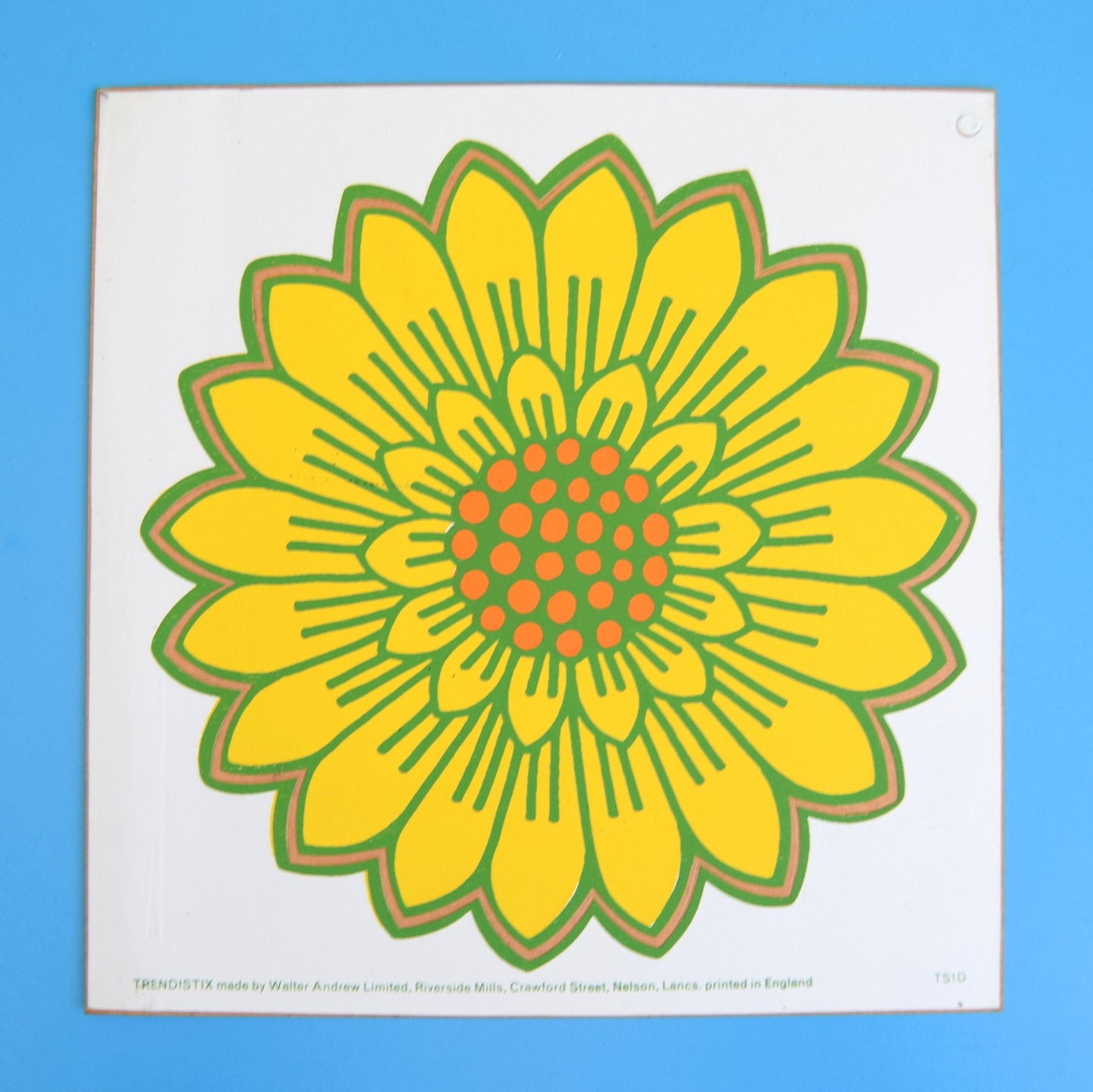 Vintage 1970s Sticker - Jan Pienkowski - Flower - Yellow