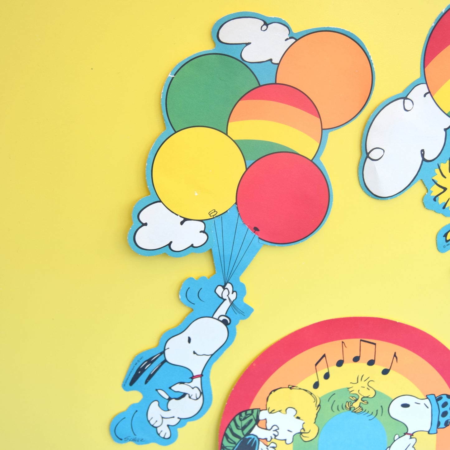 Vintage 1960s Snoopy Paper Wall Art - Rainbows