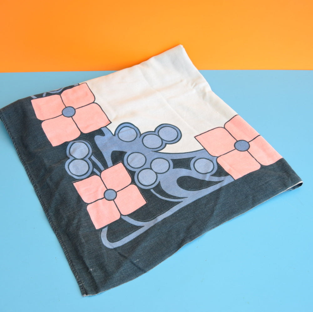 Vintage 1960s Flower Power Tablecloth - Pink & Blue