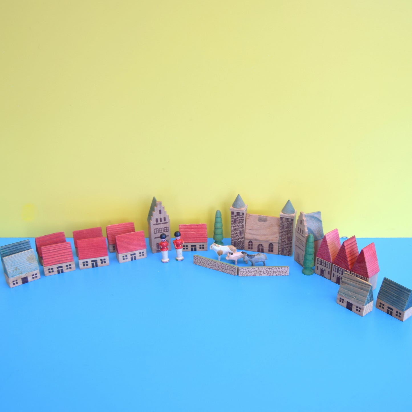 Vintage 1960s Mixed German Wooden Building Blocks