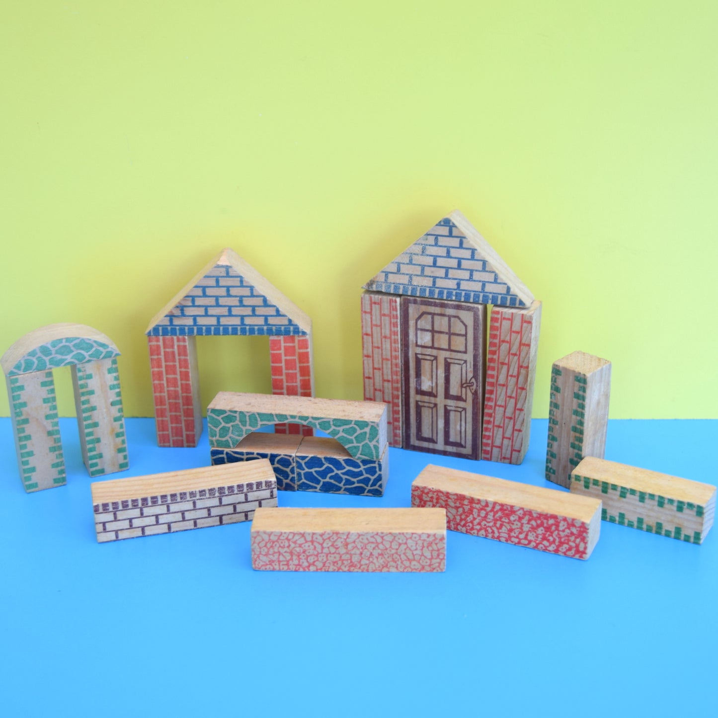 Vintage 1960s Mixed Wooden Building Blocks