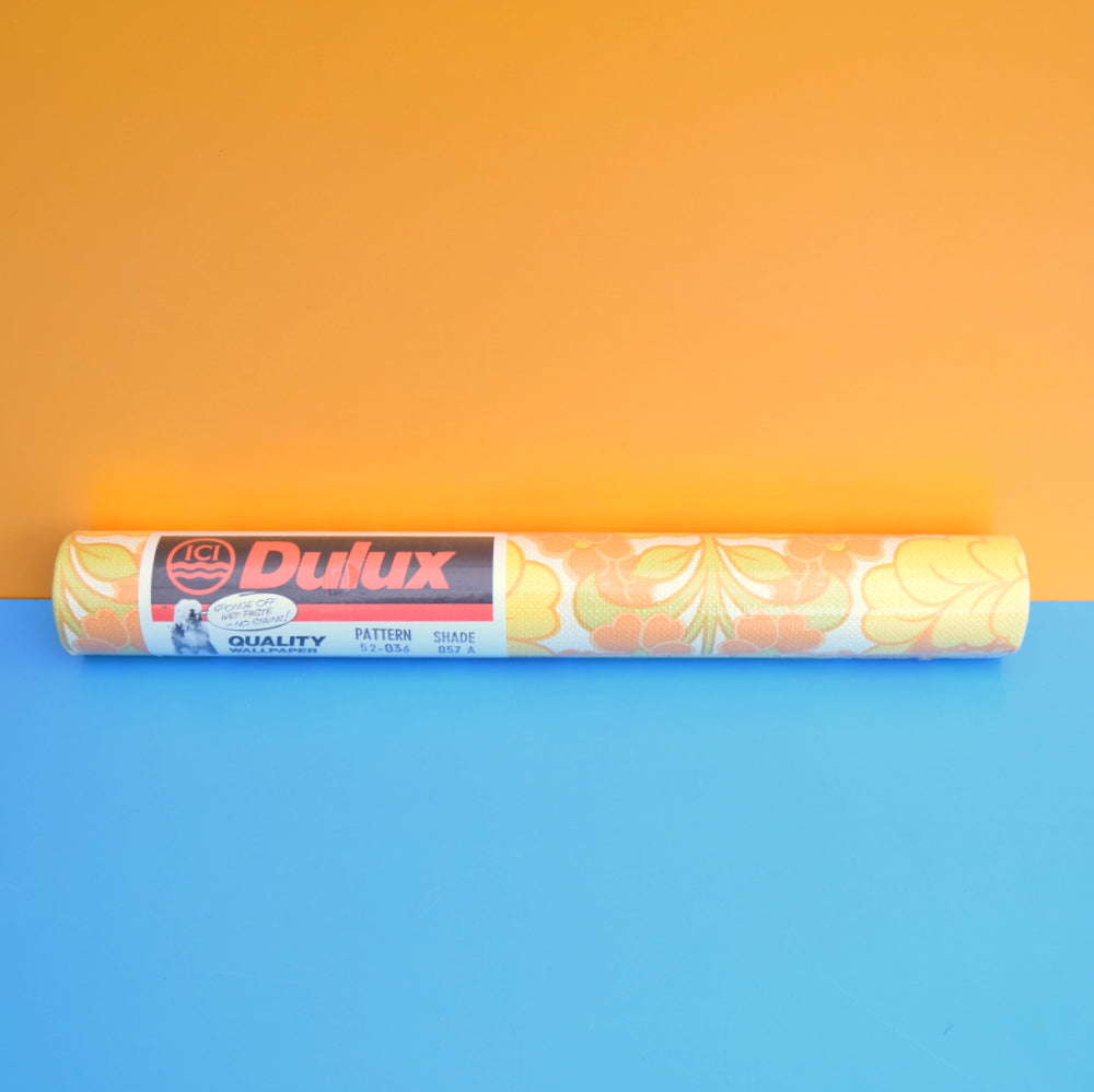 Vintage 1960s Vinyl Textured Wallpaper - Flower Power - Orange