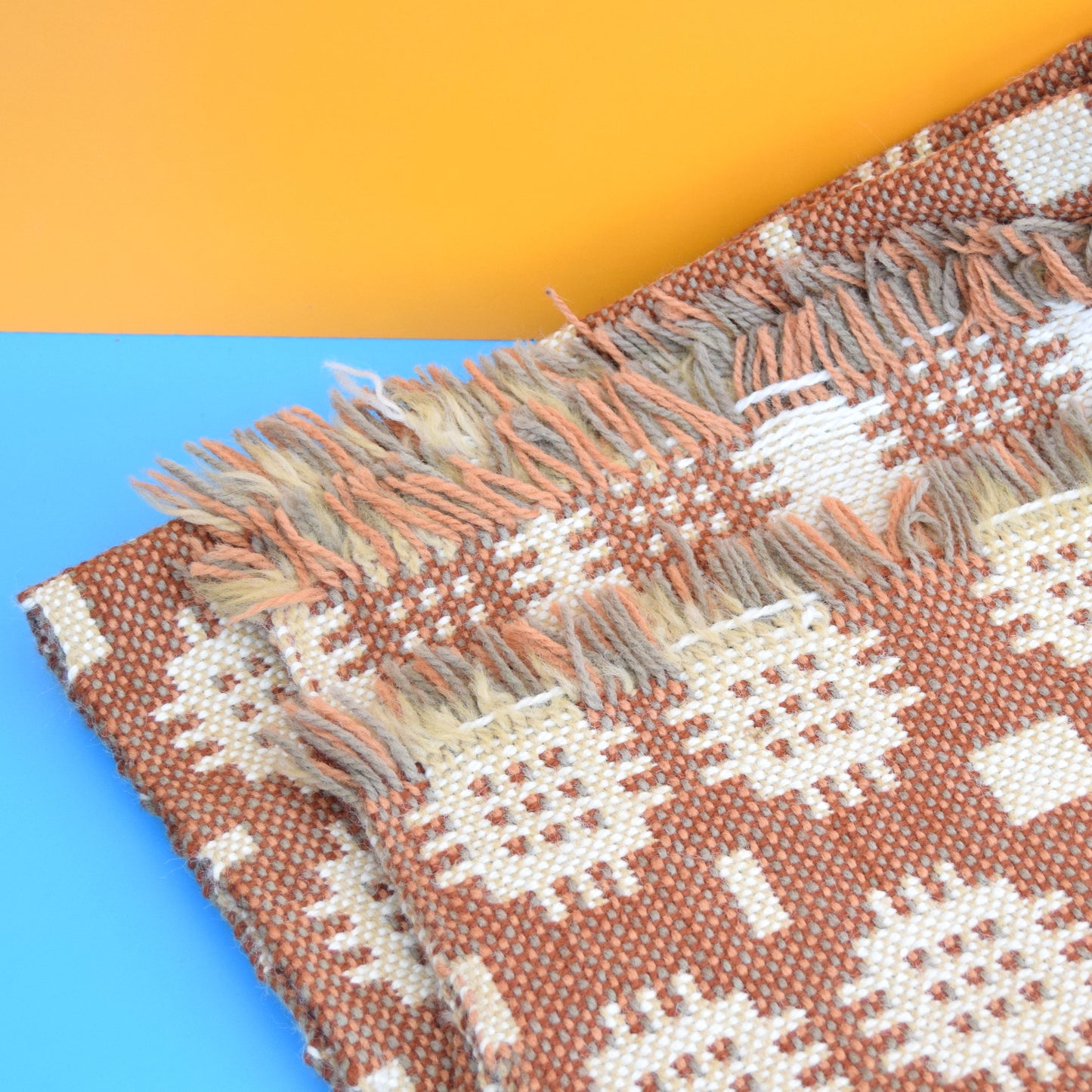 Vintage 1960s Welsh Tapestry Rug - Brown / Cream