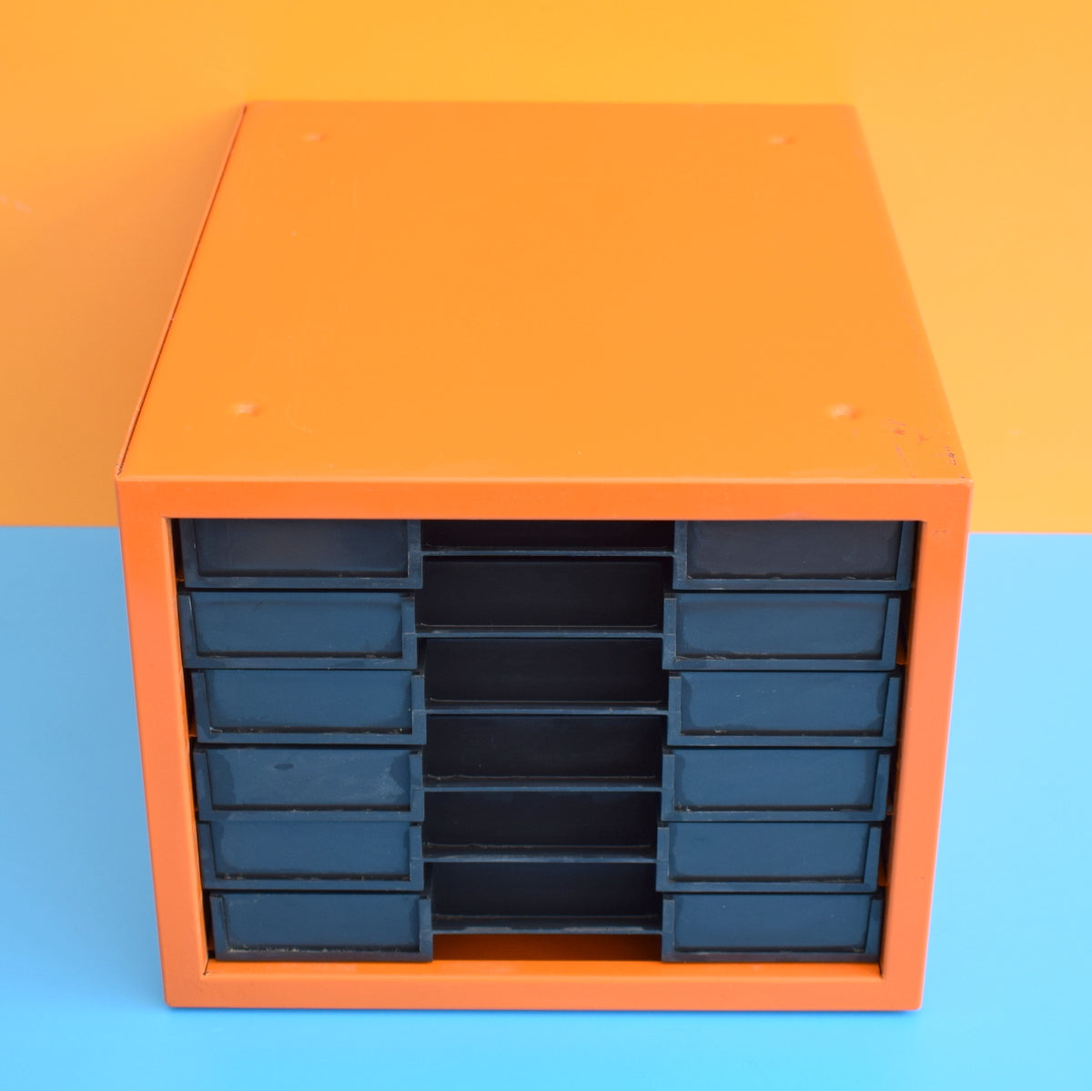 Vintage 1970s Desk Filing Drawers - Orange