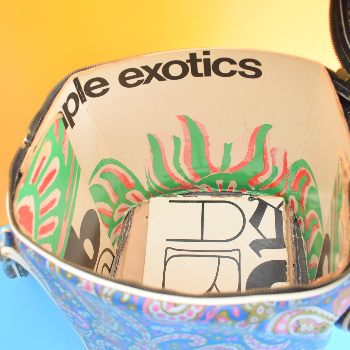 Vintage 1960s Vinyl Cool / Storage Bag - Paisley Purple