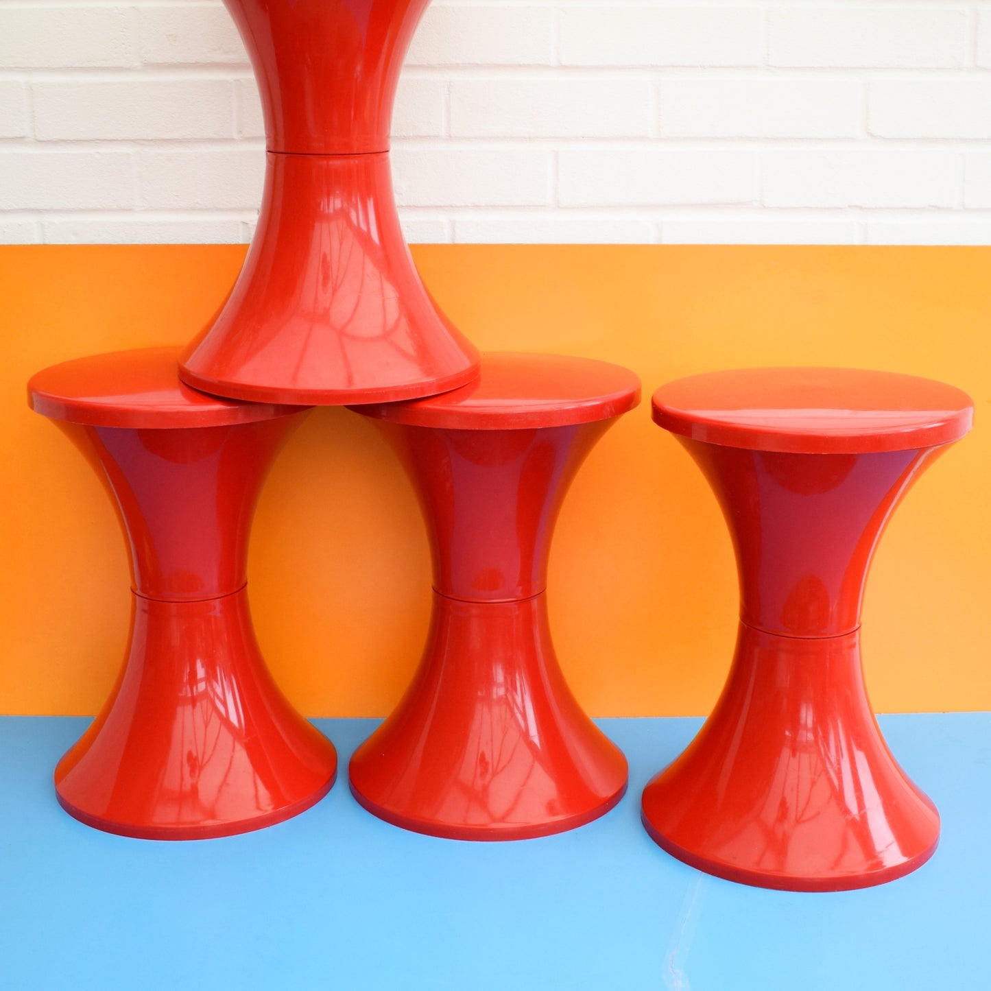 Vintage 1970s Tam Tam Stools - Red by Pineapple Retro