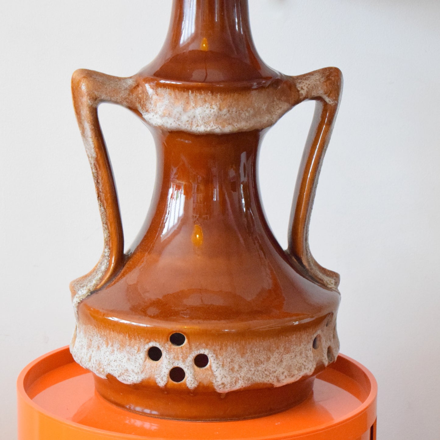 Vintage 1960s West German Lamp & Shade - Orange & Brown