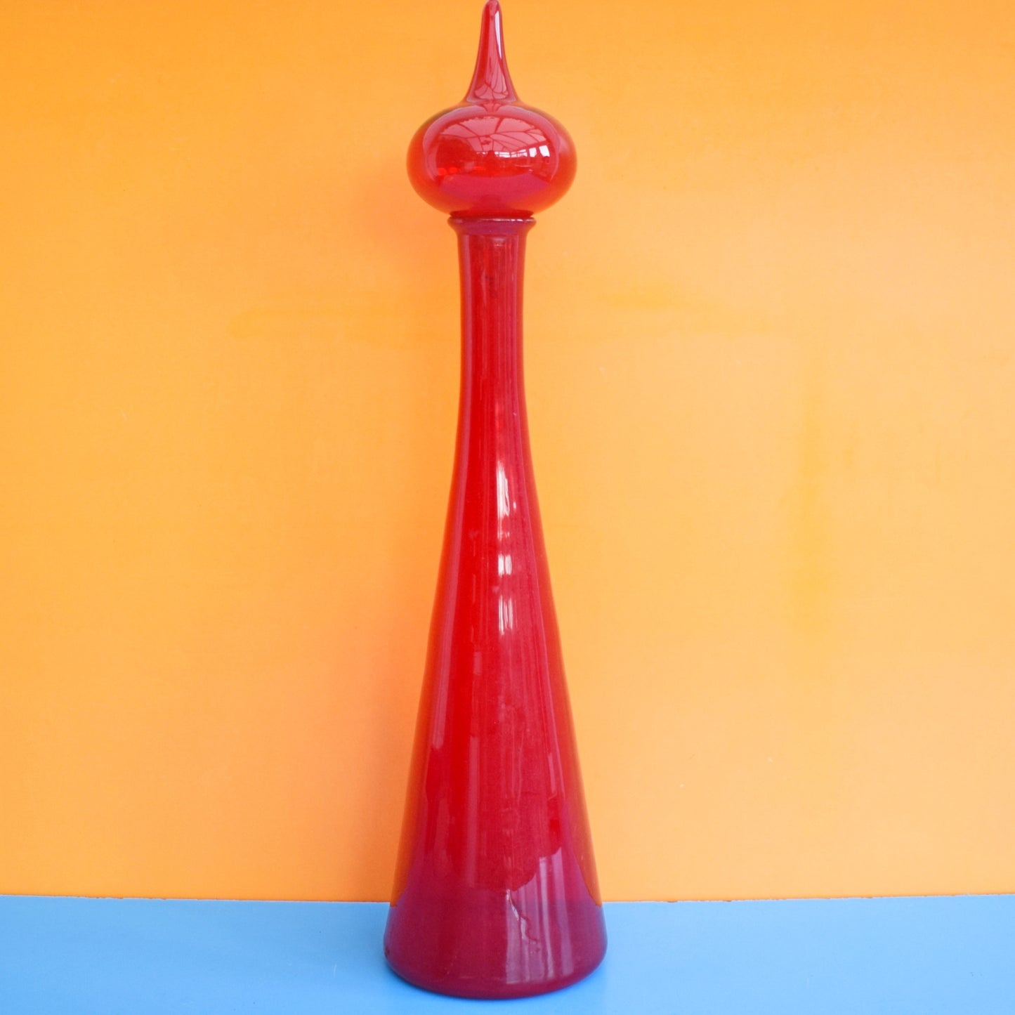 Vintage 1960s Italian Glass Genie Bottle - Red by Pineapple Retro