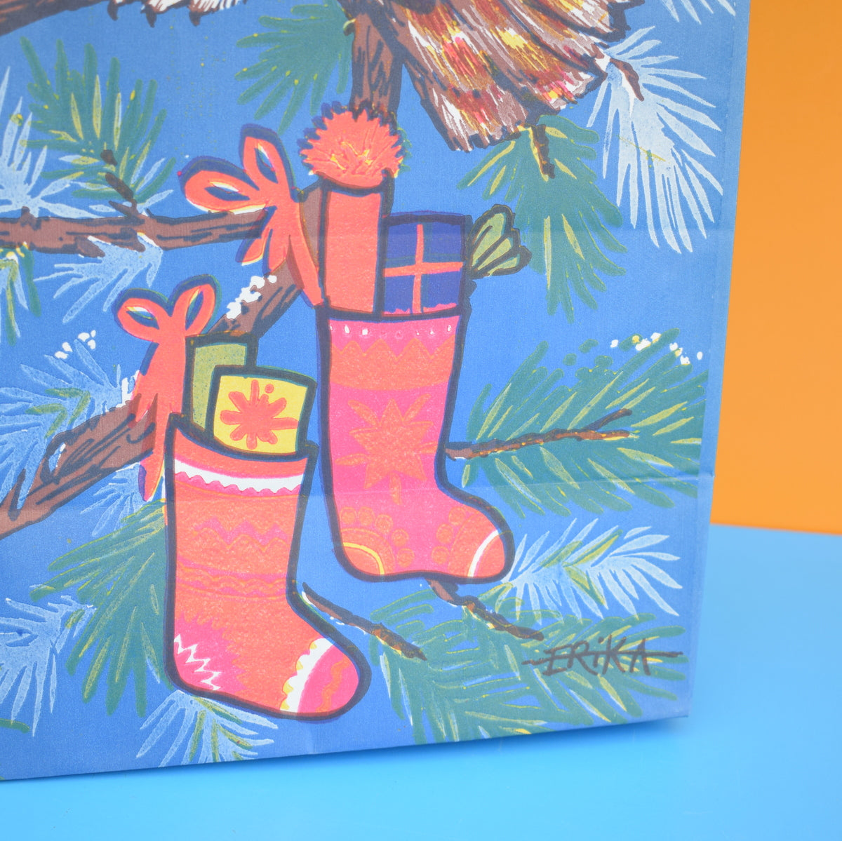 Vintage 1970s Paper Bags - Christmas Owls