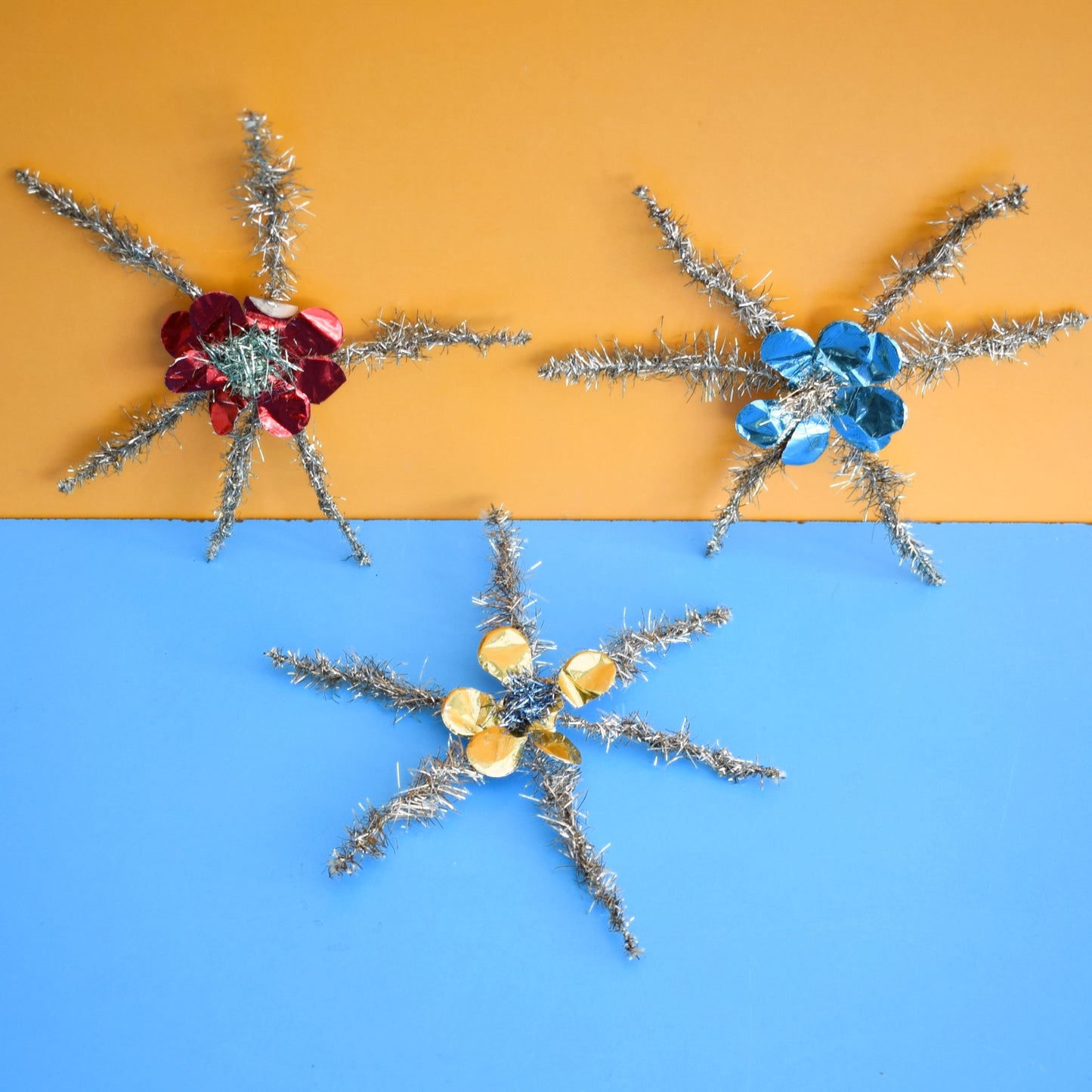 Vintage 1960s Tinsel Christmas Star Toppers