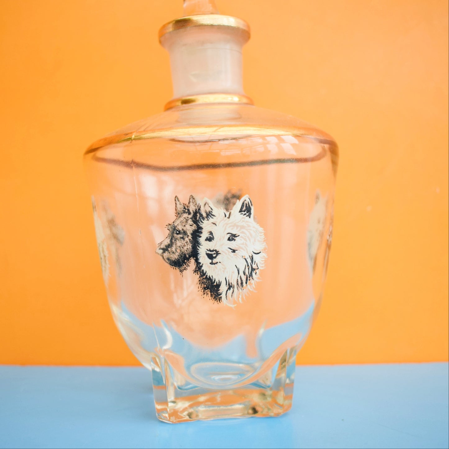Vintage 1960s Drinks Decanter - Terrier Dogs by Vintage