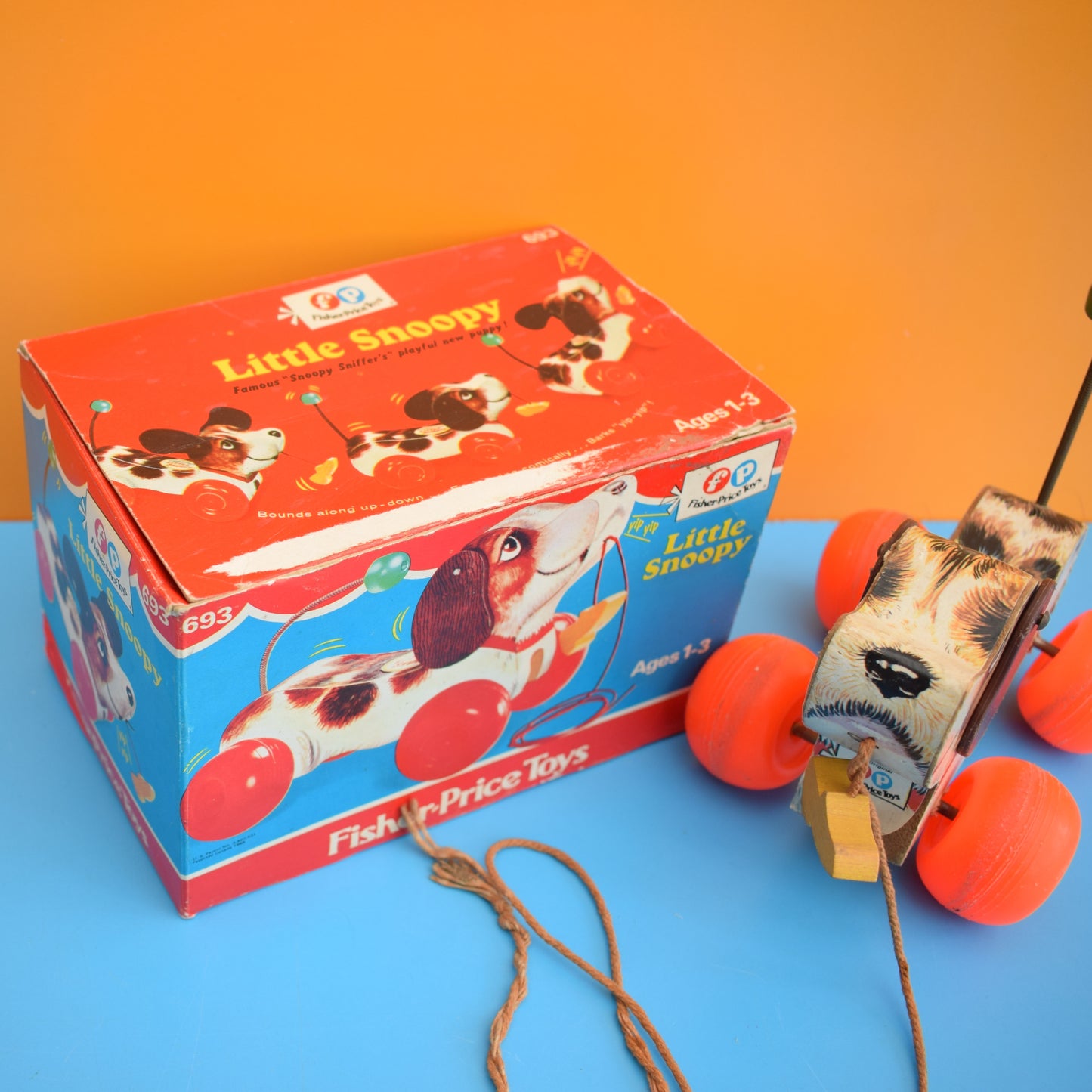 Vintage 1970s Fisher Price Snoopy Dog- Boxed