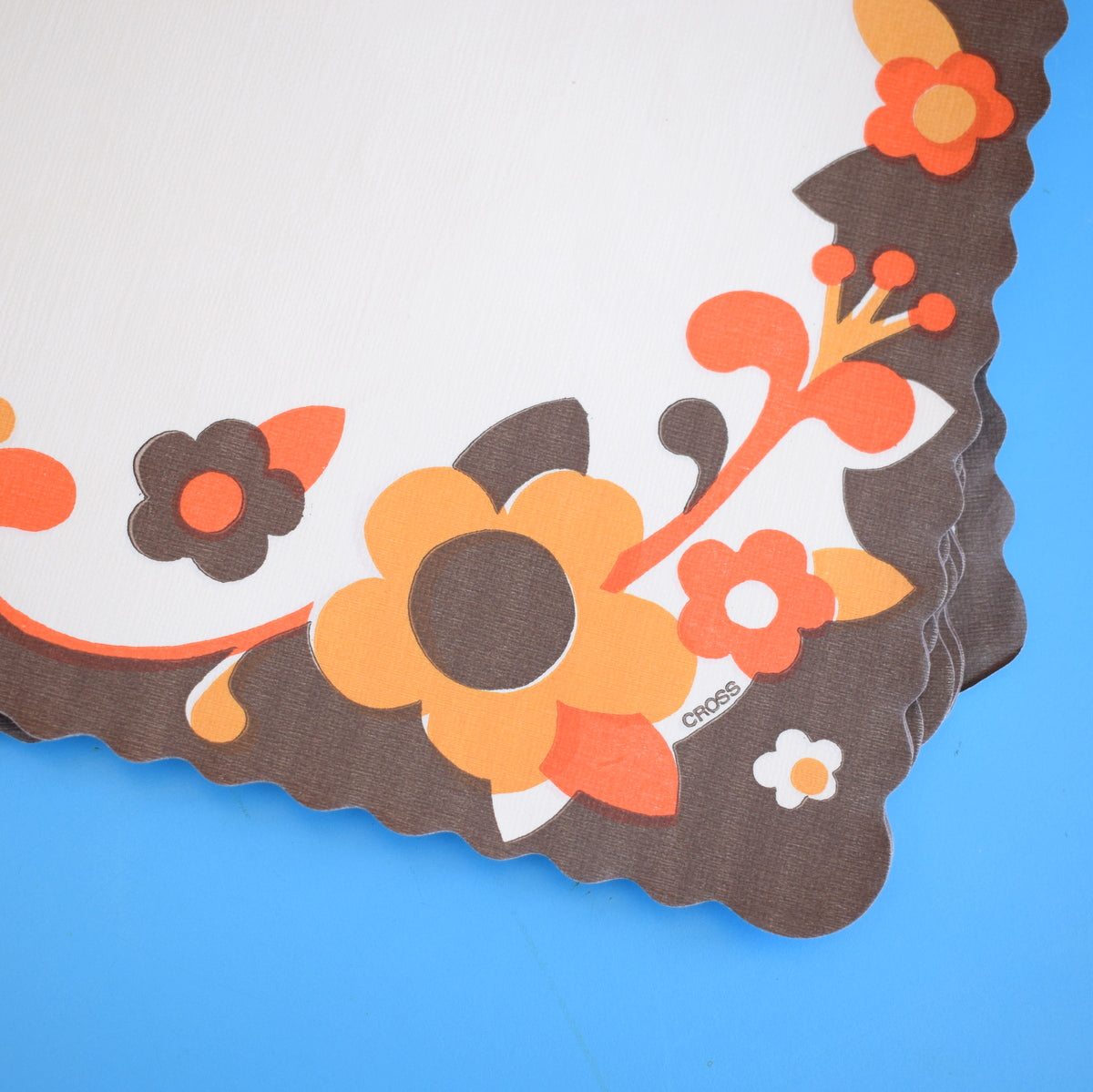 Vintage 1970s Disposable Placemats - Flower Power - Orange by Vintage