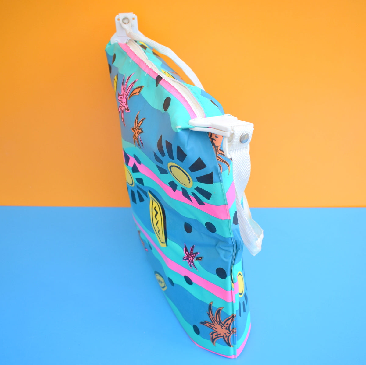 Vintage 1980s Padded Cool Bag - Fluorescent Colours / Black by Pineapple Retro