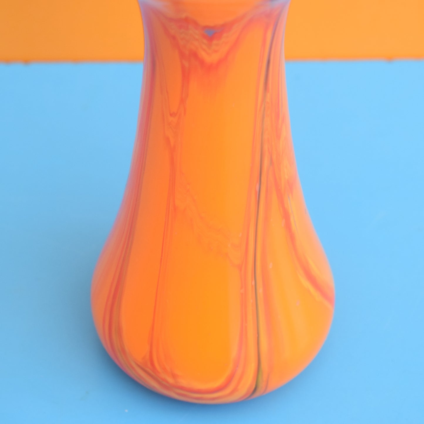 Vintage 1960s Swirled Glass Vase - Orange by Vintage