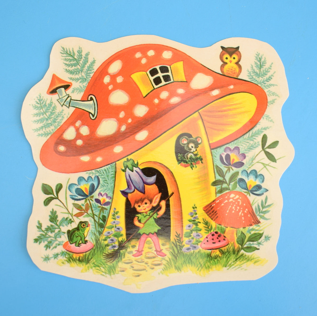 Vintage 1960s Water Slide Decal - Toadstool Pixie House