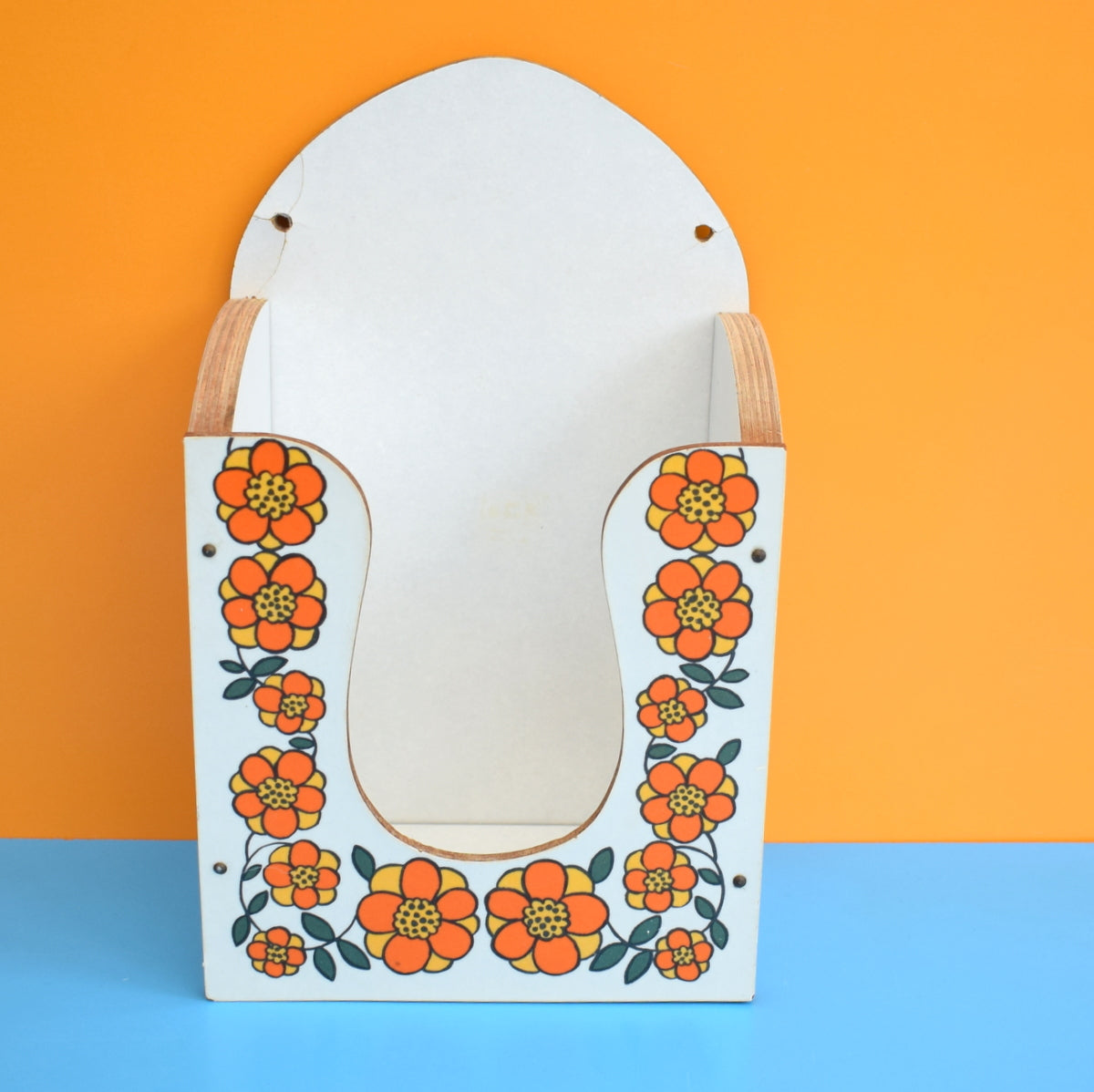 Vintage 1960s Taunton Vale Napkin Holder - Flower Design - Orange