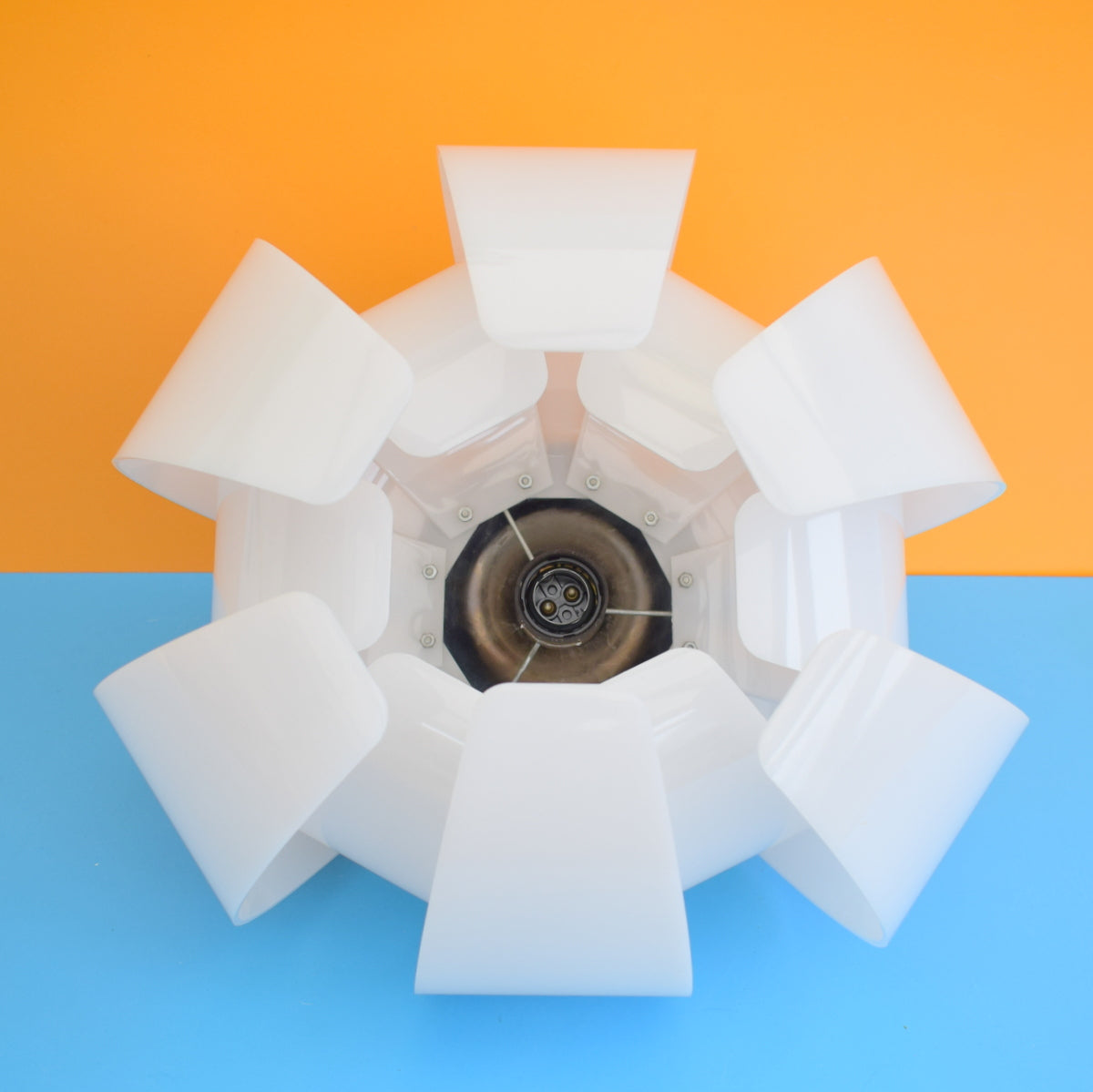 Vintage 1960s Large Perspex Lotus Light Shade - White by Pineapple Retro