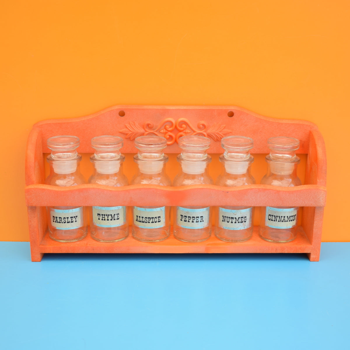 Vintage 1970s Rack & Spice Jar Set - Orange by Vintage