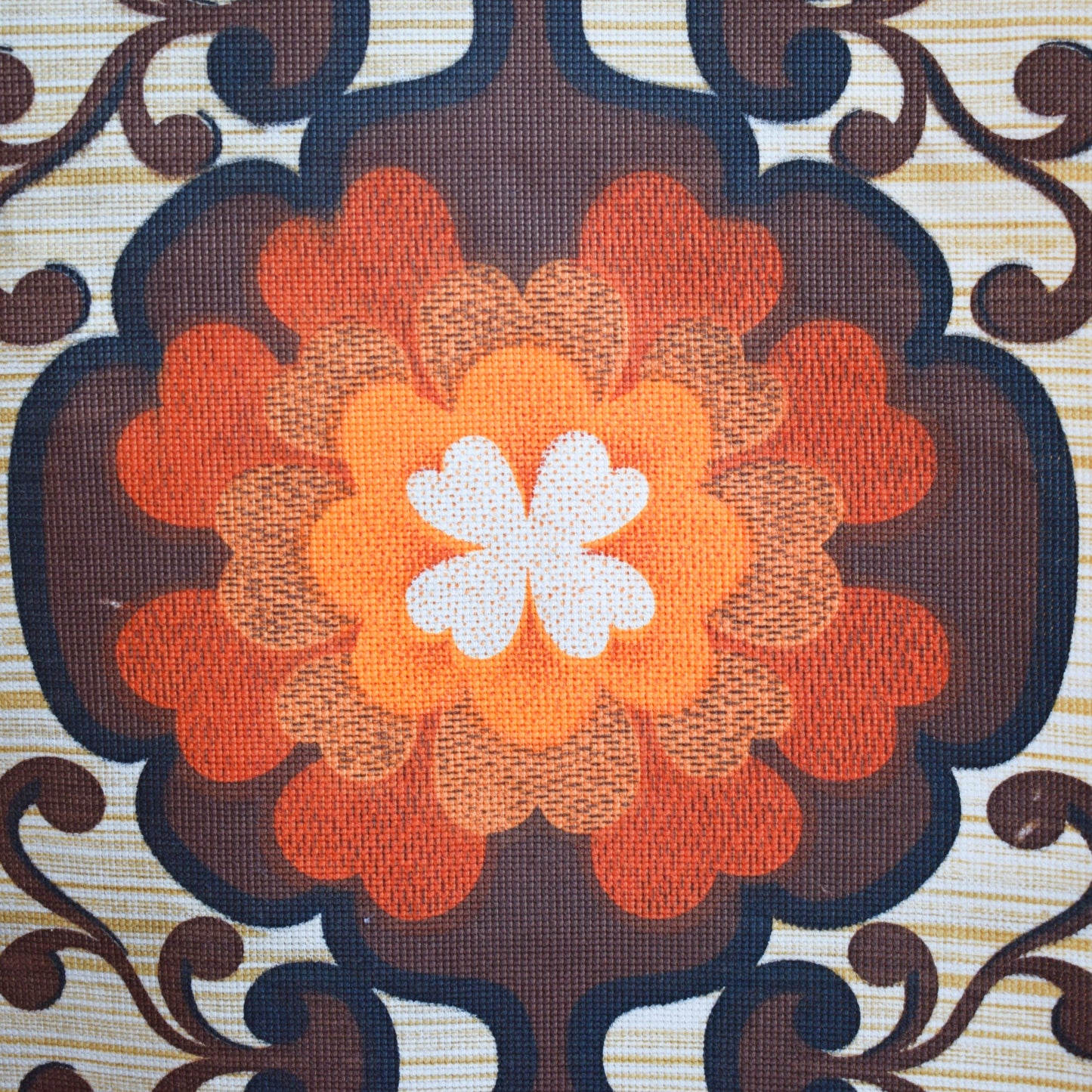 Vintage 1970s Fabric - Geometric Orange by Vintage